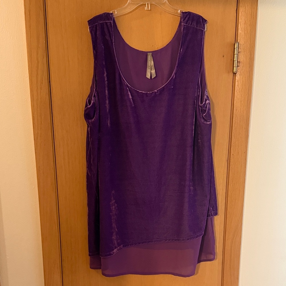 Rayonne Women’s Velvet Sleeveless Tunic Tank Top Purple Plus Size 2X